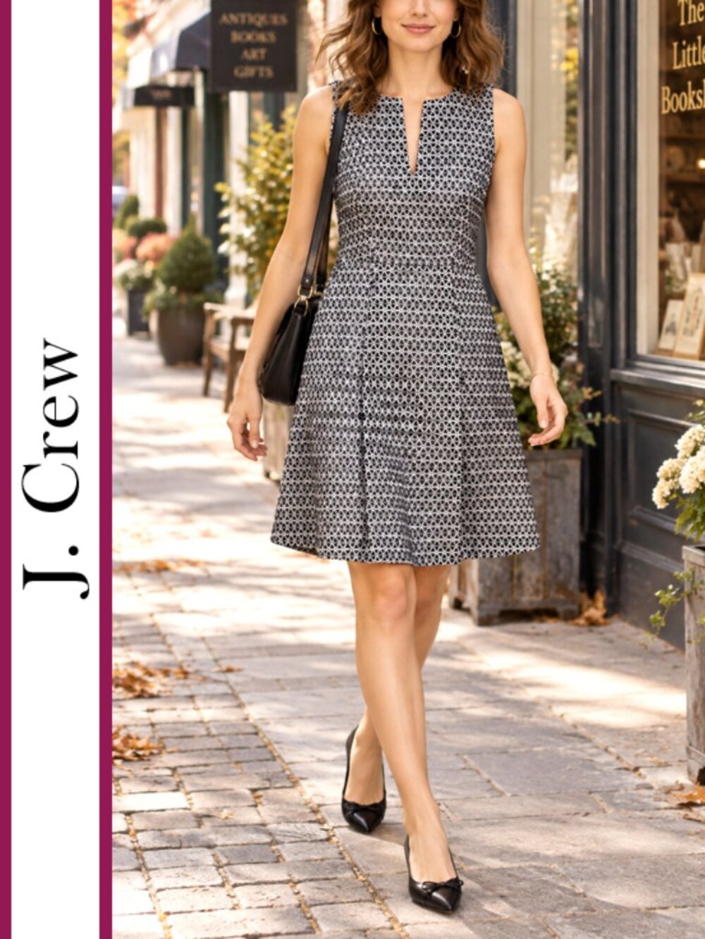 J. Crew | Contrast Eyelet Embroidery Dress